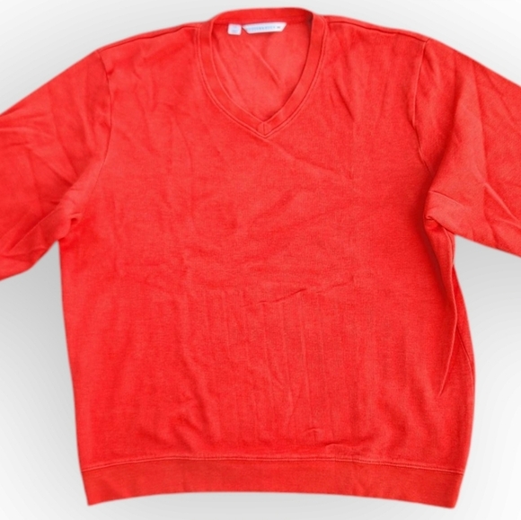 Cutter & Buck Men's V-Neck Long-Sleeve Sweater - Vibrant Orange Red Size L/G - Picture 6 of 12
